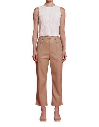 Astr Haven Faux Leather Pants In Tan