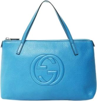 Gucci Pre-owned Handbags, female, Blue, Size: ONE SIZE Pre-owned Fabric Handbag