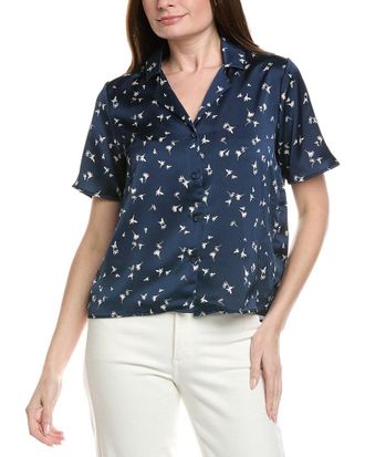 T Tahari Printed Camp Shirt
