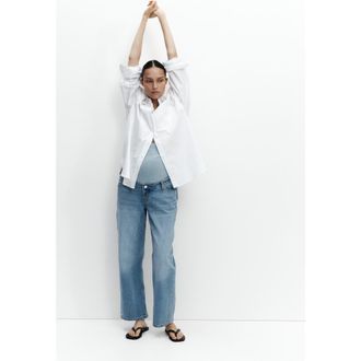 H&M Mama Straight Ankle Jeans in Light Denim Blue at Nordstrom, Size Xx-Large