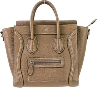 Celine Pre-owned Handbags, female, Brown, Size: ONE SIZE Pre-owned Luggage Nano Shopper Leather 2way Bag