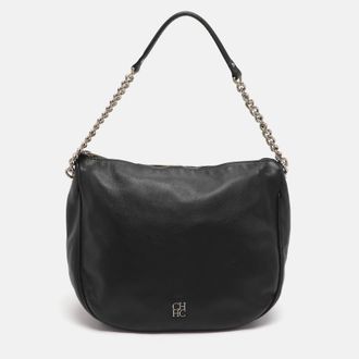 Carolina Herrera Black Leather Hobo