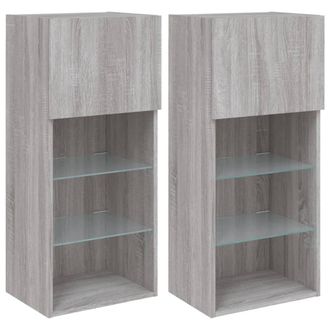 Berkfield Home TV Cabinets with LED Lights 2 pcs Grey Sonoma 40.5x30x90 cm