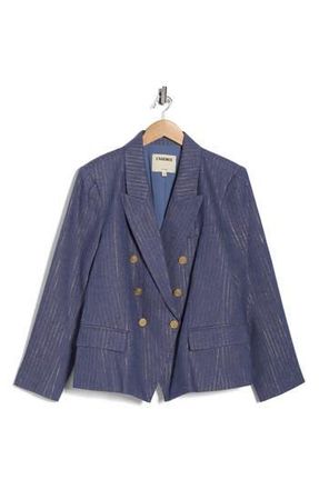 L'agence Kenzie Double Breasted Blazer in Wild Wind/Gold Pinstripe at Nordstrom Rack, Size 16
