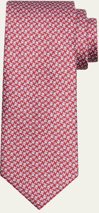 Brioni Mens Micro Print Silk Tie