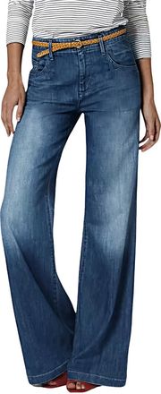 Generic Wide Leg Trousers for Women UK Pull On Wide Leg Jeans for Women UK Elastic High Waisted Flare Wide Leg Trousers Baggy Stretchy Denim Pants Slim Fit Ca