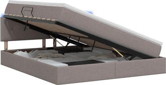 vidaXL Cama De Almacenamiento Led Con Colch&oacute;n Topo 140 X 200 Cm Tela Vidaxl