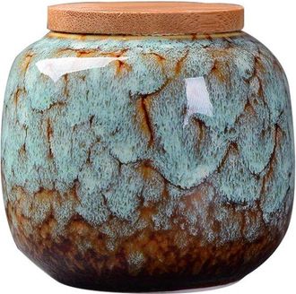 OEM Dailygoods, Tarro De Cer&aacute;mica Para Guardar T&eacute;, Caja Herm&eacute;tica Para T&eacute;, Lata Para Hierbas, Recipiente Para Guardar T&eacute;, Tapa De Bamb&uacute; Natural