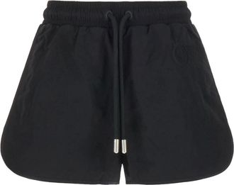 Off-white Shorts met elastische tailleband en trekkoord - Dames - Bermuda - Zwart - XS - Polyester - Korte Broeken