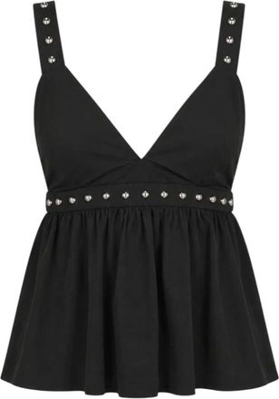 Liu Jo Studded Linen Top - female - Liu Jo - Sleeveless Tops - Black - XL - Tops