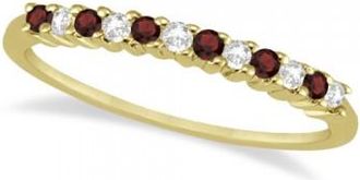 Allurez Petite Diamond & Garnet Wedding Band 14k Yellow Gold (0.20ct)