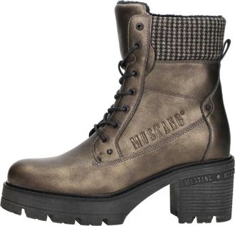Mustang Lace-up Boots - Dames - Veterlaarzen - Grijs - 39 EU - Leer - Schoenen
