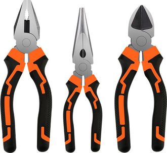 OEM Juego De 3 Alicates De Electricista De Acero Inoxidable Con Mangos Antideslizantes, Que Incluye Alicates Combinados, De Corte Diagonal Y De Punta Larg