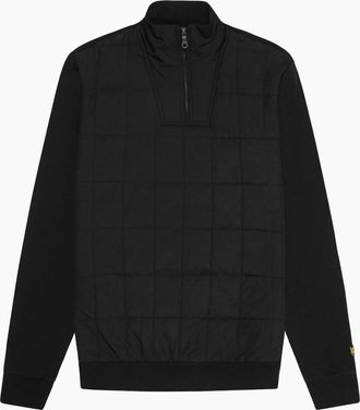 Lyle & Scott Mens Lyle & Scott Hybrid Quilted Black Half-Zip Sweatshirt - Size: 44