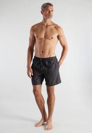 Bugatti Badeshorts BUGATTI, Herren, Gr. 4, N-Gr, schwarz, dunkel, minimal, Popeline, Obermaterial: 100% Polyester, Badehosen Badeshorts, mit Print, mit Kordel