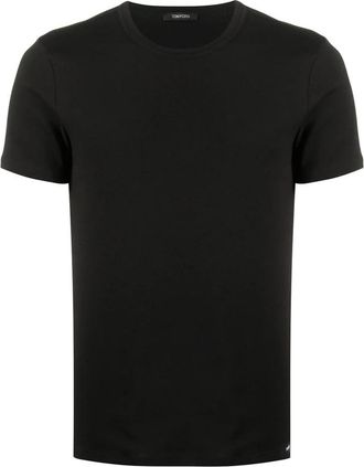 Tom Ford Zwarte Katoenen Korte Mouw Crew Neck T-Shirt - Heren - T-shirts - Zwart - M - Katoen - Tops