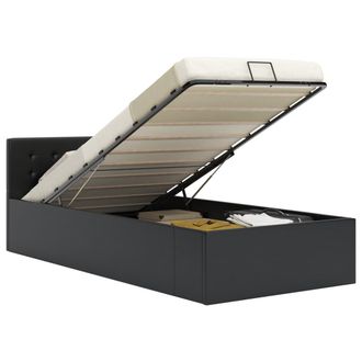 vidaXL Cama Canap&eacute; Hidr&aacute;ulica Cuero Sint&eacute;tico Negro 90x200 Cm Vidaxl