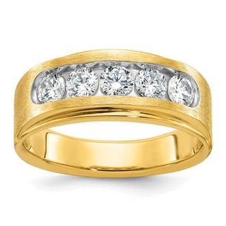 Diamond2Deal 14k Yellow Gold Lab Grown Diamond 5-Stone Band Ring 1Ct Clarity- VS Color- G-H
