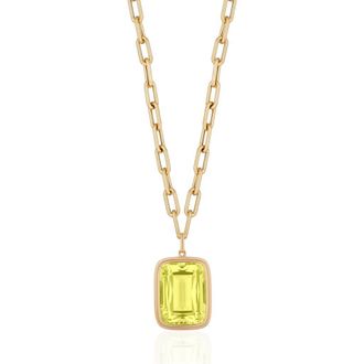 Goshwara Manhattan Cushion Pendant Necklace in Lime at Nordstrom, Size 18