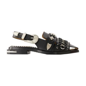Toga Archives Womens Leather Slide Sandals Black