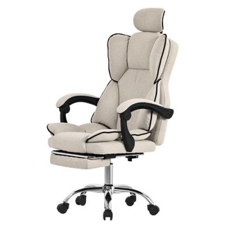 ML Design Silla de ordenador gaming beige regulable altura respaldo alto