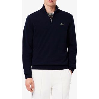 Lacoste Regular Fit Quarter Zip Sweater in Marine at Nordstrom, Size 6