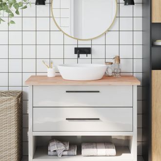 vidaXL Encimera De Ba&ntilde;o Madera Maciza De Haya 100x50x2,5 Cm Vidaxl