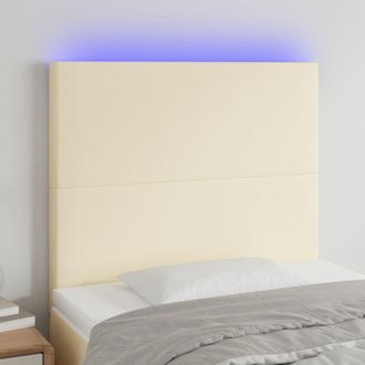 vidaXL Cabecero Con Luces Led Cuero Sint&eacute;tico Crema 100x5x118/128 Cm Vidaxl