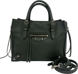 Balenciaga Gray Leather Handbag Shoulder Bag Tote Bag (Pre-Owned)