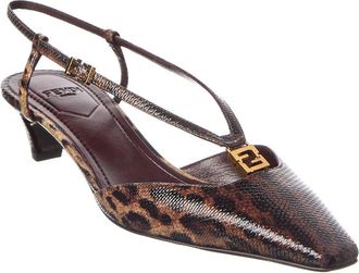 Fendi Fendi Ffold Snakeskin Slingback Pump