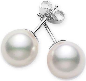 Mikimoto Akoya Pearl Stud Earrings with 18K White Gold 8-8.5mm AAA