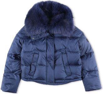Yves Salomon Short Down Jacket With Fluffy Fox Trim Size XXS