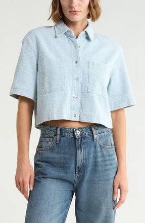 Rag & Bone Lana Textured Cotton Button-Up Shirt in Sky Tweed at Nordstrom Rack, Size X-Small