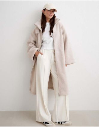 Aim'n Sand - Cappotto in pile color sabbia-Neutro