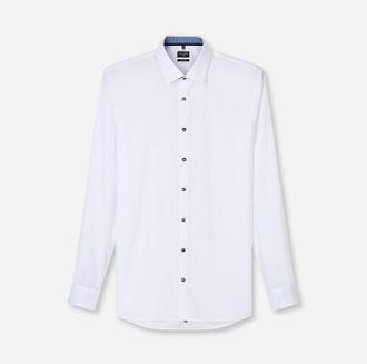 Olymp Businesshemd OLYMP No. Six super slim, Herren, Gr. 36, N-Gr, bunt (wei&szlig;, blau, kontrastfarbene details), Web, Obermaterial: 97% Baumwolle, 3% Elastole