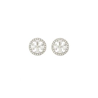 Tory Burch Icon Pav&eacute; Stud Oorbellen - Dames - Oorbellen - Grijs - ONE Size - Accessoires