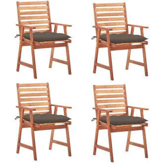 vidaXL Vidaxl - Sillas Comedor De Jard&iacute;n Y Cojines 4 Uds Madera Maciza Acacia