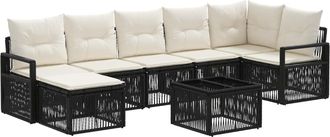 vidaXL Conjunto De Sof&aacute;s De Jard&iacute;n 8 Uds. Negro Rat&aacute;n Sint&eacute;tico Vidaxl