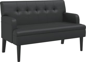 vidaXL Banco Con Respaldo Negro 112x65,5x75 Cm Cuero Sint&eacute;tico Vidaxl