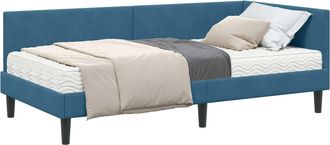 vidaXL Estructura De Cama Esquina Con Colch&oacute;n 2 Uds. Azul 100 X 200 Cm Vidaxl