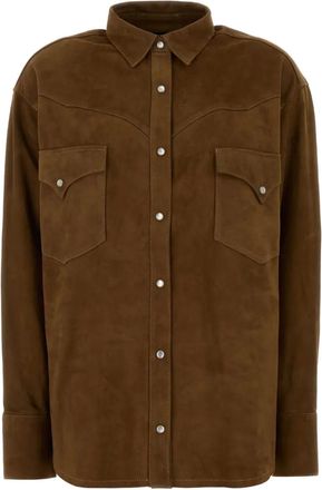 Lois Jeans chest-pocket suede shirt - Brown