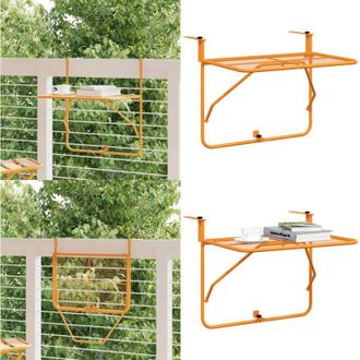 vidaXL Tavolo da Balcone Giallo 60x40 cm in Acciaio - Tavolo da esterno - Tavolo pieghevole