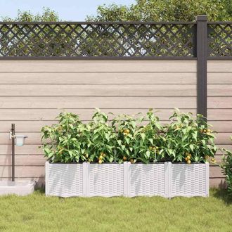 Berkfield Home Garden Planters with Water Irrigation System 4 pcs White