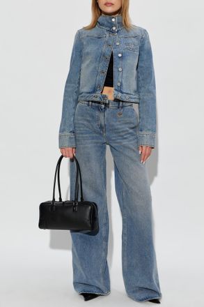 Courr&egrave;ges Denim Jacket With A Stand-up Collar, Womens, Blue