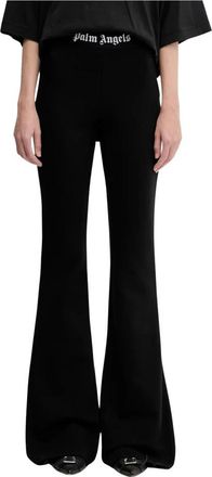 Palm Angels Classic Logo Tape Flare Pants - Dames - Wijde Broeken - Zwart - M - Broeken