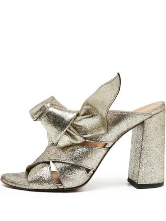 Chlo&eacute; 100mm Nellie metallic sandals - women - Leather/Metallic Leather/Leather - 39 - Gold