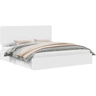 vidaXL Storage Bed with Headboard White 180 x 200 cm Engineered Wood vidaXL