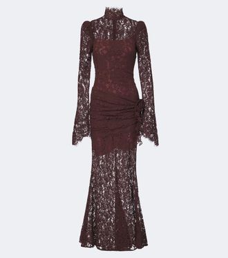 De La Vali Bodita draped cotton-blend lace gown