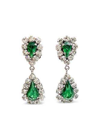 Dior 1972 crystal-embellished drop earrings - women - Crystal/Rhodium Plated Metal - One Size - Silver