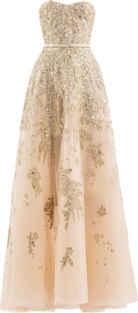Saiid Kobeisy Embroidered Strapless Dress